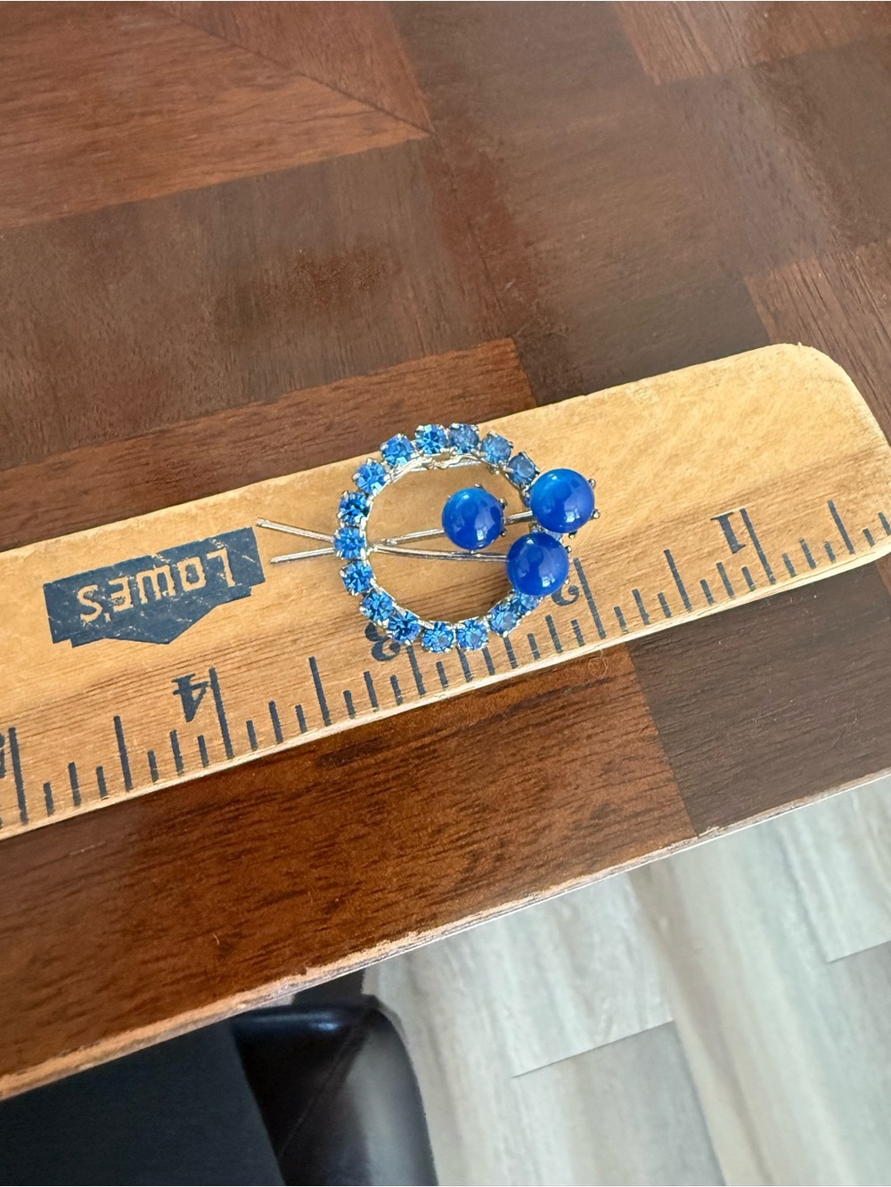 Vintage Blue Rhinestone Brooch